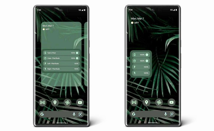 Android 12 получил новый виджет с индикаторами заряда батареи смартфона и гаджетов подключенных к нему