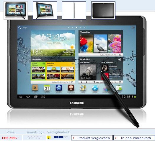 Sansung Galaxy Note 10.1 цена 499 Евро