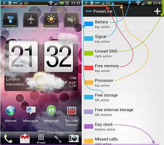 Программы для Android. PowerLine - индикатор состояния батареи, WiFi и другая статисика в виде цветной полосы на краю экрана планшета или смартфона