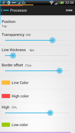 Программы для Android. PowerLine - индикатор состояния батареи, WiFi и другая статисика в виде цветной полосы на краю экрана планшета или смартфона