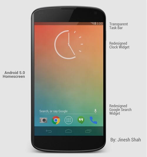 Концепт дизайна Android 5.0 позволяет представить, как может выглядеть новая версия операционной системы Google