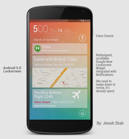 Концепт дизайна Android 5.0 позволяет представить, как может выглядеть новая версия операционной системы Google