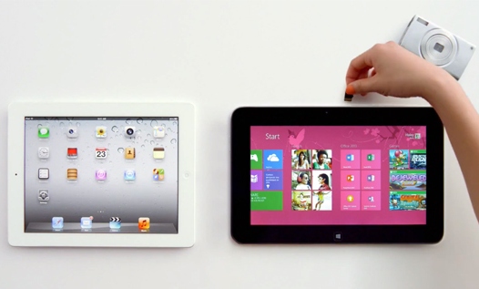 Windows 8 планшет против Apple iPad в рекламе компании Microsoft