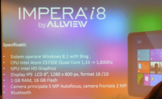 Allview Impera i8. Один из первых планшетов с Windows 8.1 with Bing по цене 200 Евро