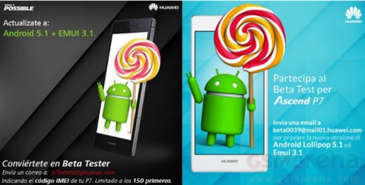 Бета версия прошивки Android 5.1 Lollipop для Huawei Ascend P7 и Huawei Honor 6 выпущена