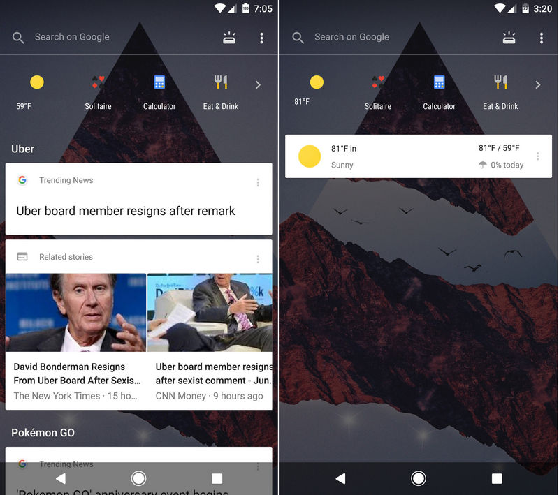  Панель Google Now на Android устройствах в будущем может стать прозрачной