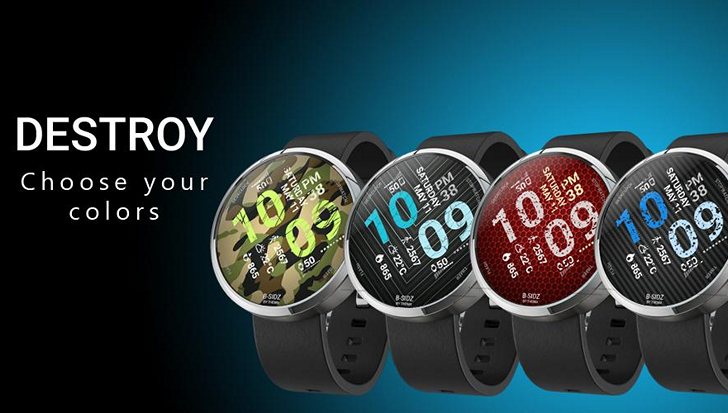 Лучшие циферблаты для Android Wear. Destroy Watch Face – стильный вид, широкие возможности настройки внешнего вида и ряд дополнительных функций