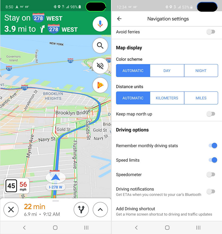 Приложения для мобильных. В Картах Google появился спидометр, отображающий скорость в режиме навигации