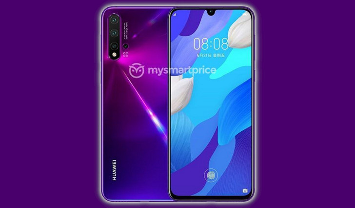 Huawei Nova 5 Pro. Так будет выглядеть этот смартфон, оснащенный подэкранноым сканером отпечатков и камерой с четырьмя объективами