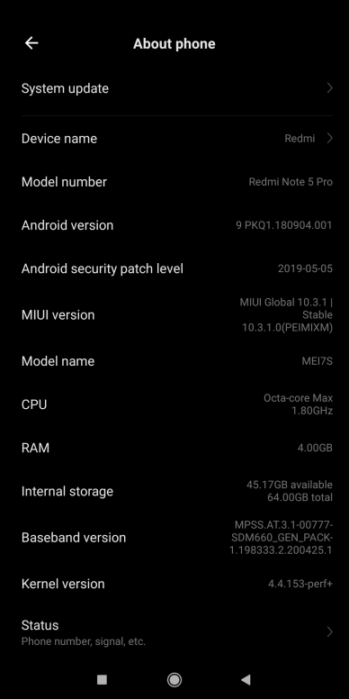 Xiaomi Redmi Note 5 Pro. Обновление MIUI на базе Android 9 Pie с темной темой для этой модели выпущено и начало поступать на смартфоны (Скачать)