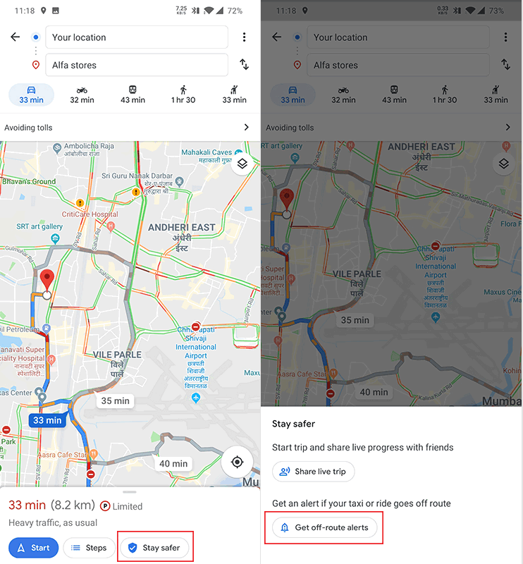 Оставайся в безопасности: Карты Google предупредят о том, что ваше такси отклонилось от маршрута