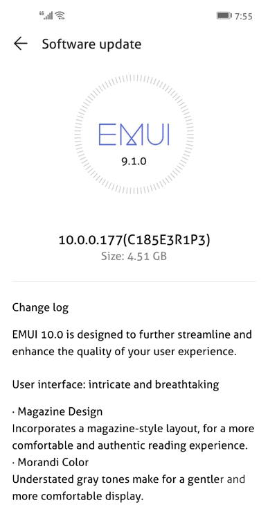 Обновление Android 10 для Huawei Nova 4 в составе EMUI 10 выпущено и начало поступать на смартфоны