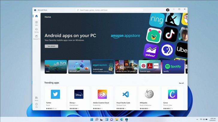 Android приложения будут доступны в Windows 11 за счет интеграции с магазином Amazon Appstore