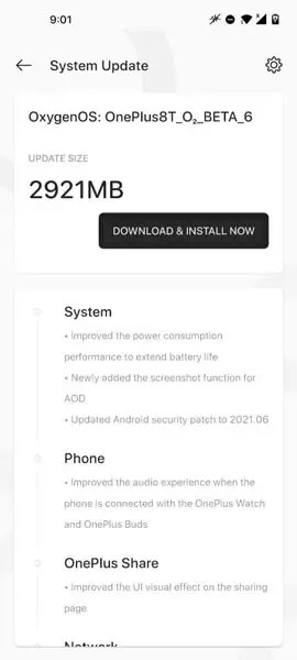 Обновление OxygenOS 11 6 Open Beta для OnePlus 8T