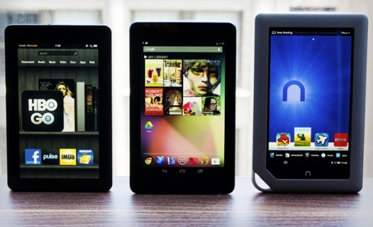 Планшеты Kindle Fire, Nexus 7 и Nook Tablet