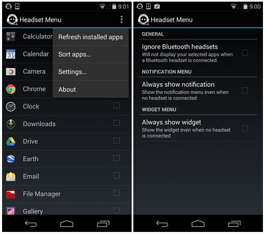 Новые приложения для Android. Headset Menu упростит выбор необходимого вам приложения для прослушивания музыки и аудиокниг, просмотра видео, и пр. при подключении к смартфону или планшету наушников