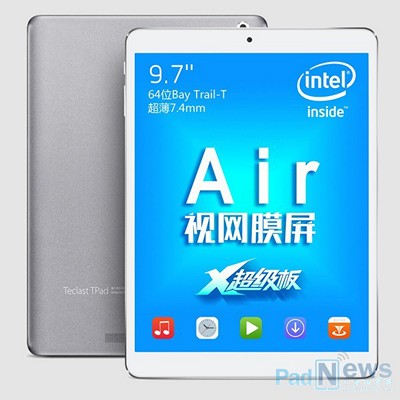 Teclast Taipower X98 Air. Android/Windows планшет, клон iPad Air с 9.7-дюймовым Retina экраном и 64-разрядным процессором Intel BayTrail-T на борту