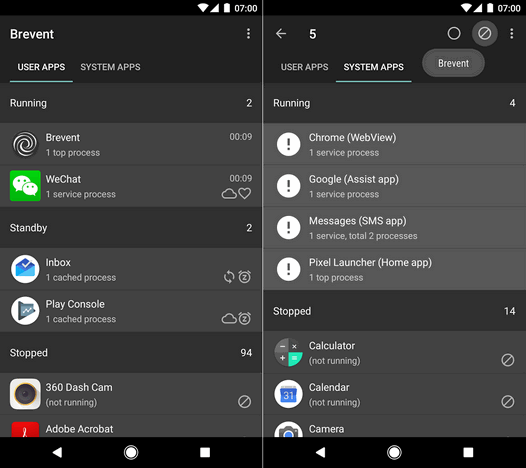 Новые приложения для Android. Brevent — неплохая альтернатива популярному Greenify, не требующая для своей работы root прав