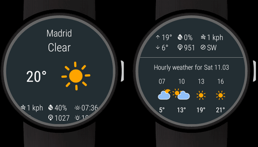 Приложения для мобильных. Weather for Android Wear — прогноз погоды на экране ваших умных часов
