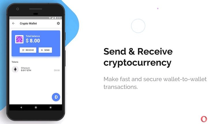 Кошелек для ктриптовалют с поддержкой Ethereum Dapps вскоре появится в браузере Opera для Android