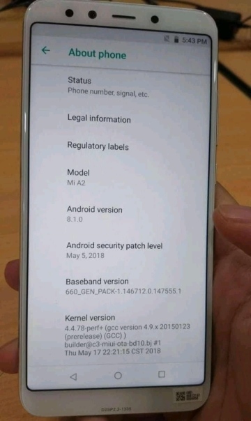 Xiaomi Mi A2. Android One смартфон известного производителя засветился на «живом» фото