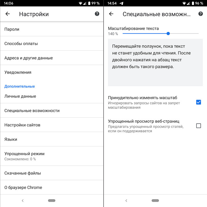 Как увеличить размер текста в Google Chrome для Android