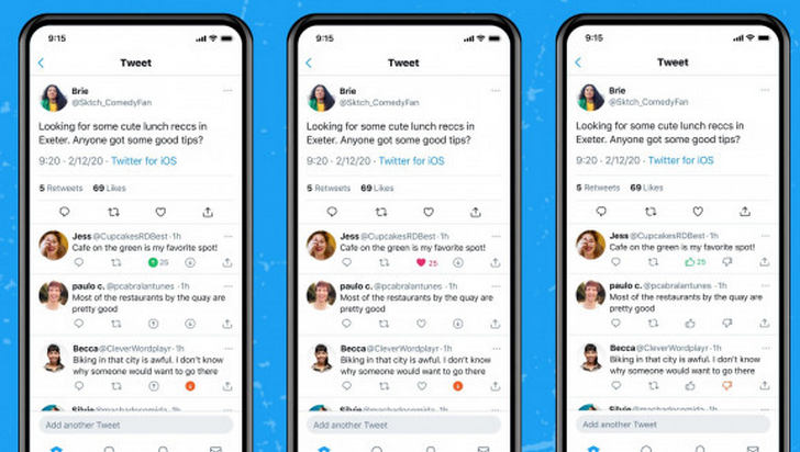 Twitter тестирует возможность голосования «за» и «против» для ответов на твиты