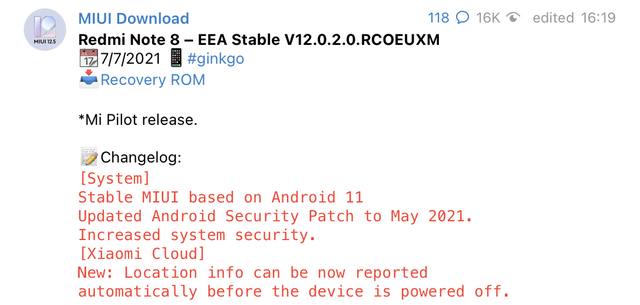 Обновление Android 11 для Redmi Note 8. Европейская сборка прошивки выпущена и уже поступает на смартфоны