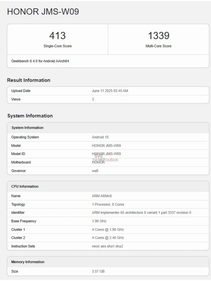 Honor Pad X7 2025: бюджетный планшет с Android 15 засветился в базе Geekbench