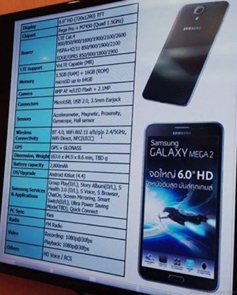 Samsung Galaxy Mega 2. Технические характеристики и фото новинки 