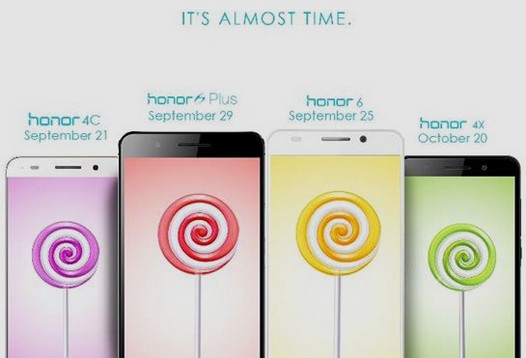 Смартфоны Huawei Honor 6 Plus, Honor 6, Honor 4C и Honor 4X получат обновление Android 5 Lollipop в ближайшие недели