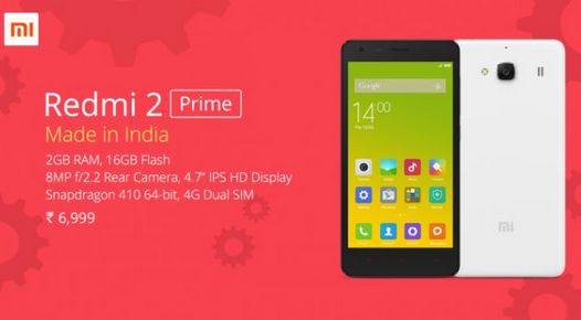 Xiaomi Redmi 2 Prime, произведенный в Индии имеет цену в $110