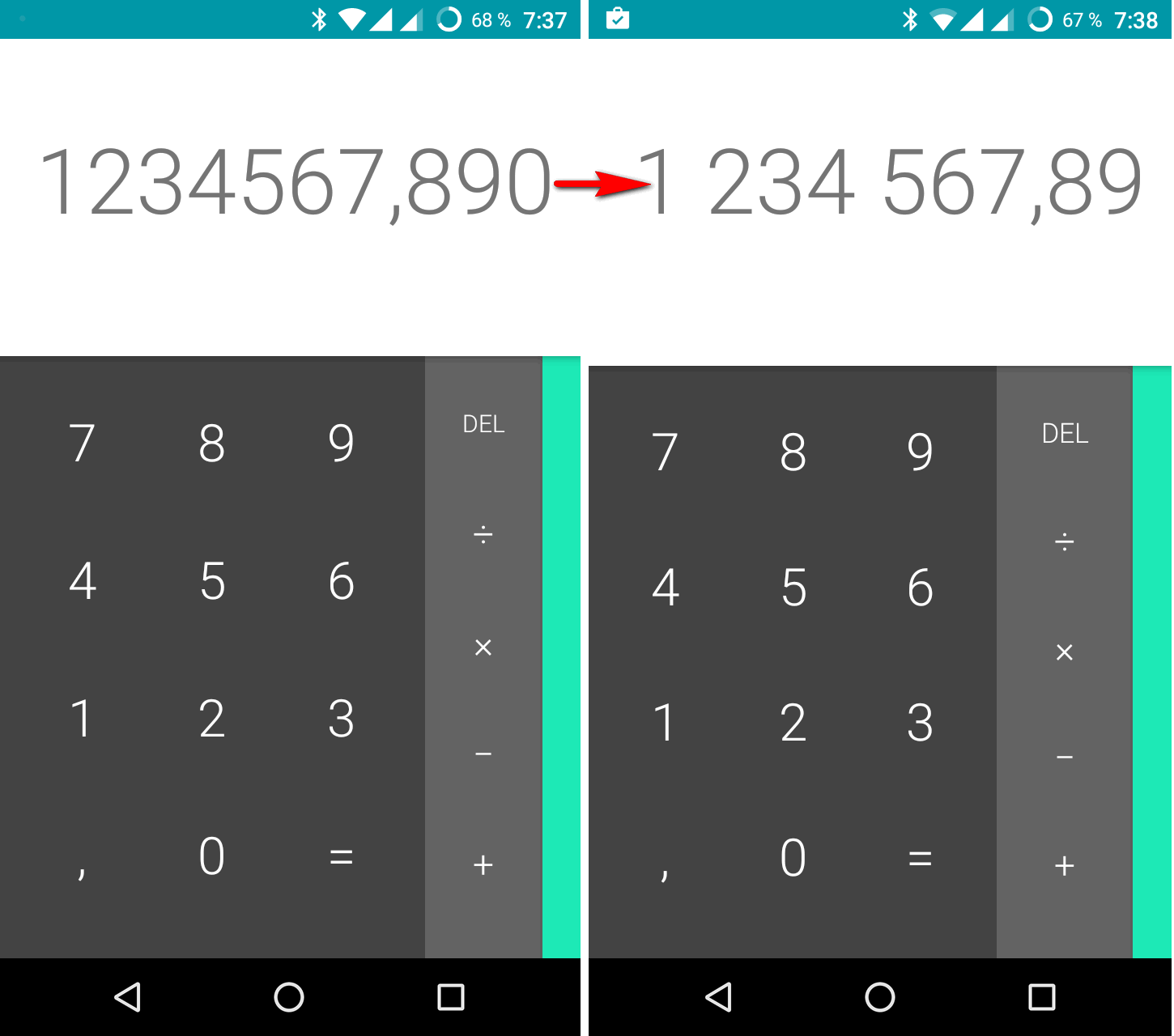 Программы для Android. Новая версия Калькулятор Google отображает большие числа с разделителями