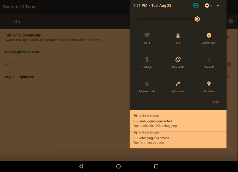 Ночной режим в Android 7.0 можно включить с помощью Night Mode Enabler