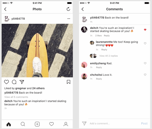 В Instagram появились появилась функция группирования комментариев в ветки