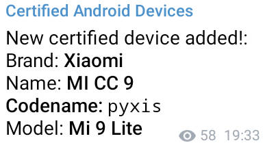 Google's list of certified Android devices