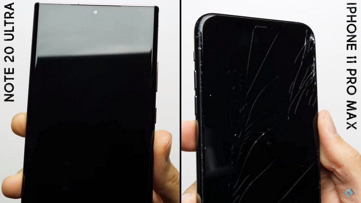 Samsung Galaxy Note 20 Ultra разгромил iPhone 11 в тестах на падение. Стекло Gorilla Glass Victus достойно справилось с испытанием