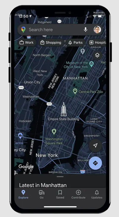 Темная тема в Картах Google для iOS 