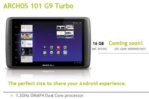 планшетный компьютер Archos 101 G9 Turbo