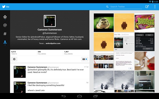 Скачать APK файл оптимизированного для планшетов приложения Twitter от планшета Samsung Galaxy Note 10.1 (2014 Edition)