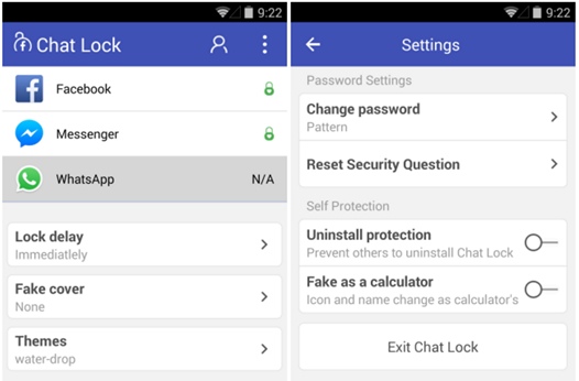 Chat Lock защитит от несанкционированного вами доступа к сообщениям Facebook Messenger, Whatsapp или Skype 
