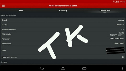 Nexus 9 в тесте AnTuTu показывает великолепные результаты