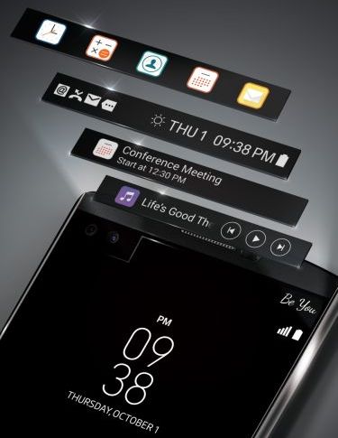 LG V10. 5.7-дюймовый фаблет с дополнительным дисплеем на передней панели и  двойной фронтальной камерой с двумя объективами в ударопрочном корпусе (Видео)