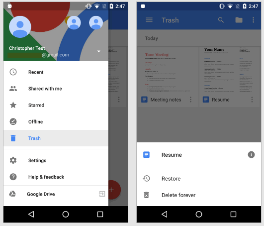 Программы для Android. Документы, Презентации и Таблицы Google получили возможность восстановления удаленных файлов из корзины