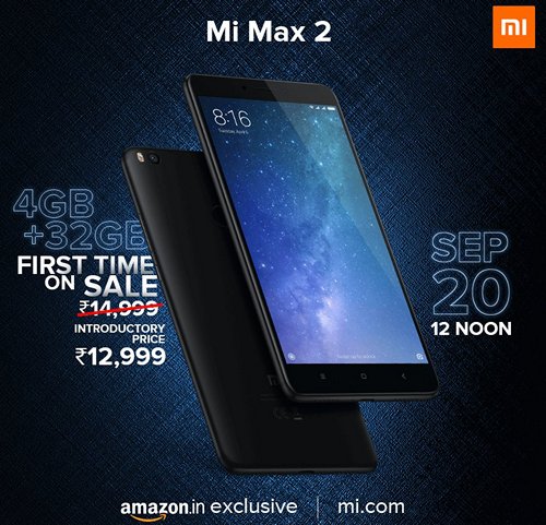 Xiaomi Mi Max 2 с 4 ГБ оперативной и 32 ГБ встроенной памяти появится в продаже 20 сентября