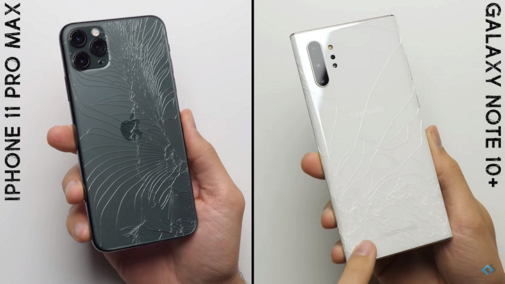 iPhone 11 Pro Max против Samsung Galaxy Note 10+ в тестах на падение