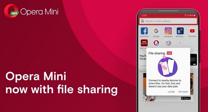 Приложения для мобильных. Opera Mini получила возможность прямого обмена файлами между устройствами через Wi-Fi