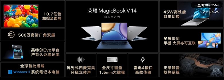 Honor MagicBook V14. Четырнадцатидюймовый ноутбук с процессором Intel Tiger Lake-H, 90-Гц дисплеем Windows 11 и NFC модулем за $960 и выше