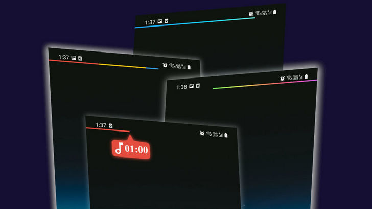 Панель управления мультимедиа с невидимыми кнопками поверх строки состояния Android с помощью приложения Media Bar