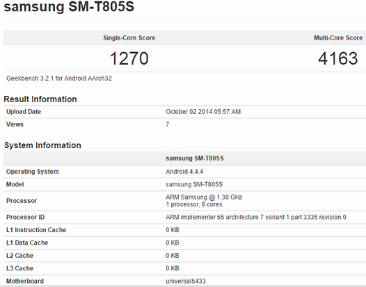 Samsung Galaxy Tab S с восьмиядерным процессором Exynos 5433 на подходе